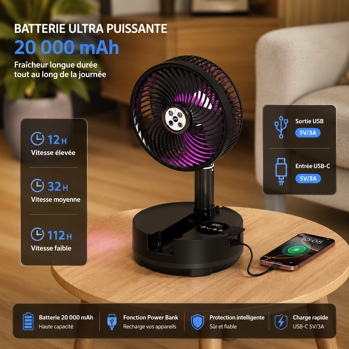 Ventilateur Portable Pliable F14