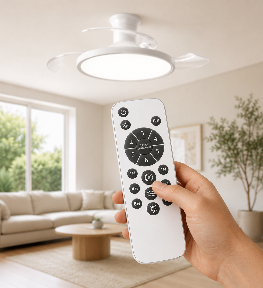 Ventilateur de plafond avec pales rétractables