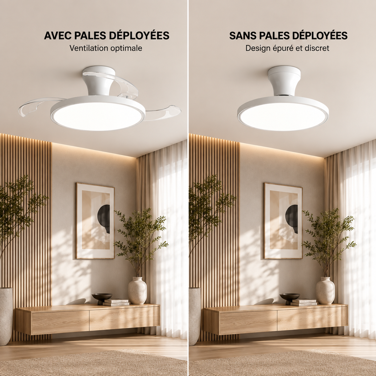 Ventilateur de plafond avec pales rétractables