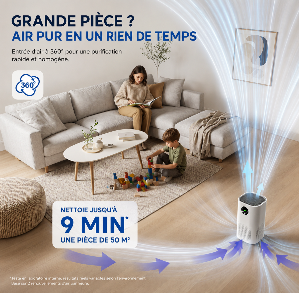 Purificateur d’air avec humidificateur intégré 2-en-1