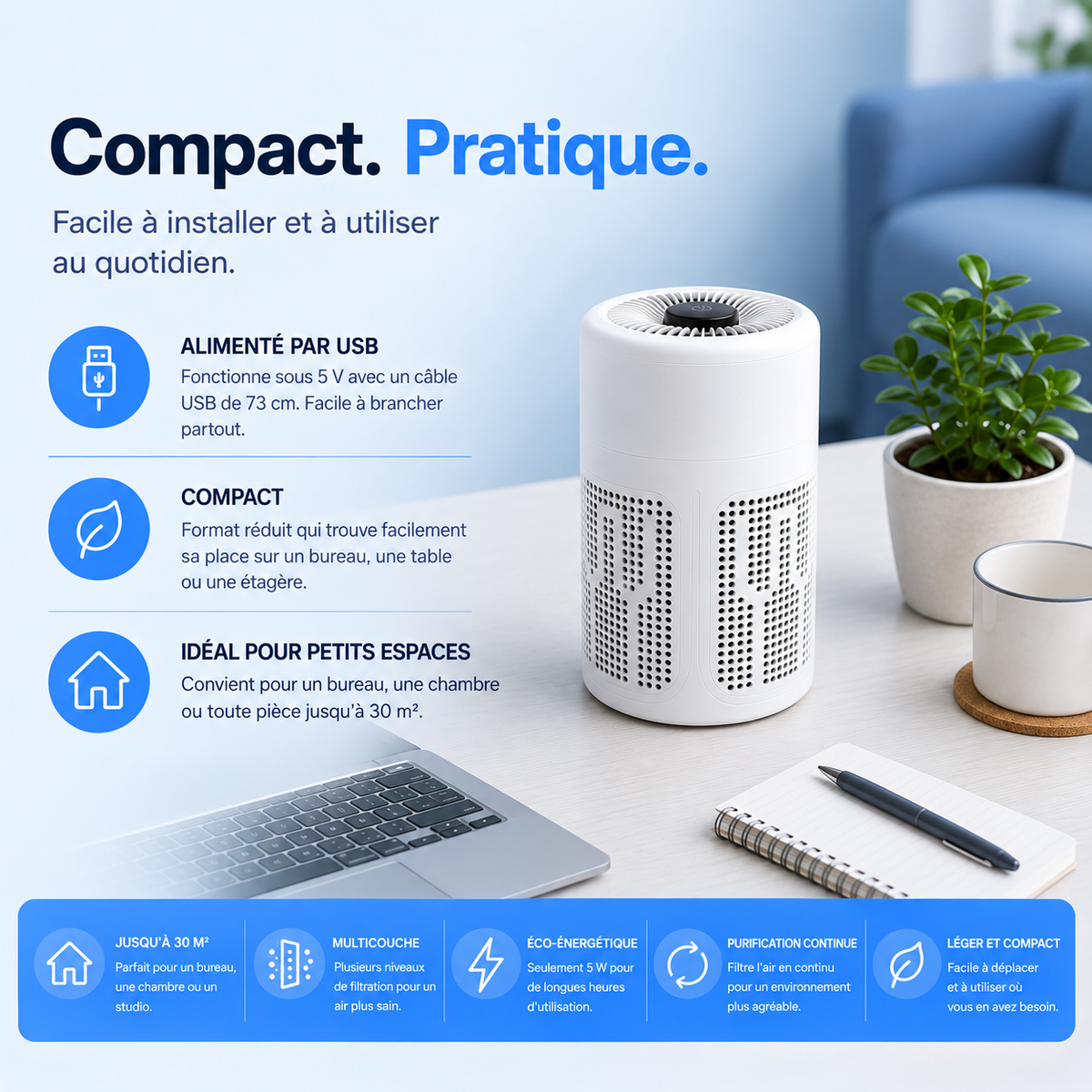 Purificateur d'air compact