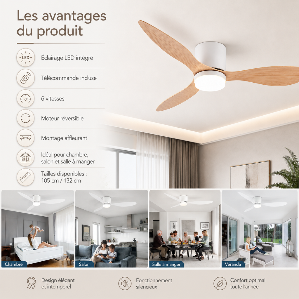 Ventilateur de plafond silencieux