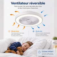 Ventilateur de plafond avec lumière LED réglable